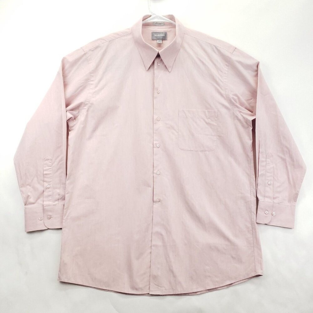 Marconi by Louis Raphael Dress Shirt Mens 16.5 32-33 Pink Cotton Long Sleeve
